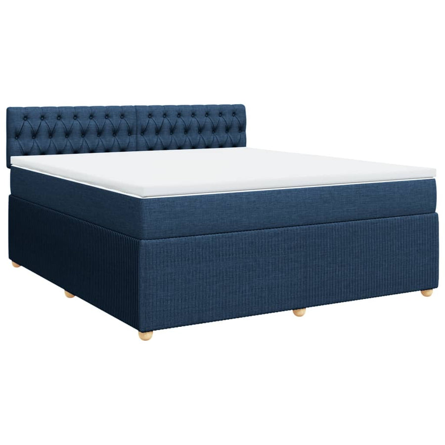 Boxspring met matras stof blauw 180x200 cm