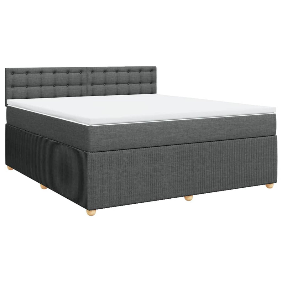 Boxspring met matras stof donkergrijs 180x200 cm