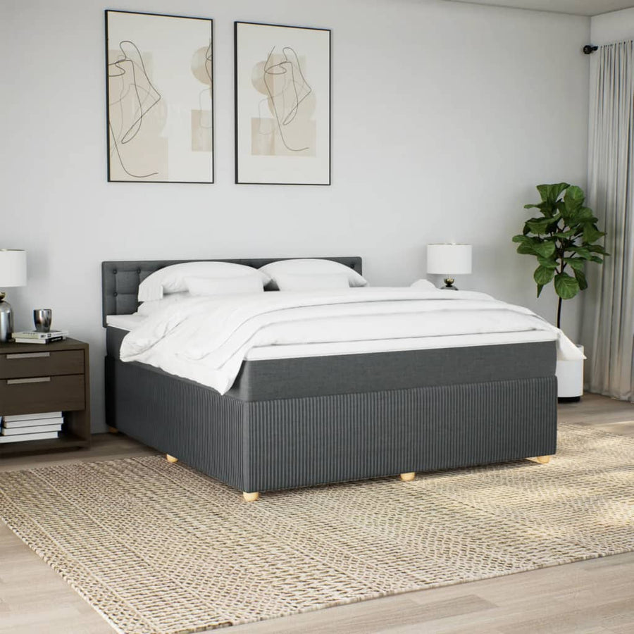 Boxspring met matras stof donkergrijs 180x200 cm