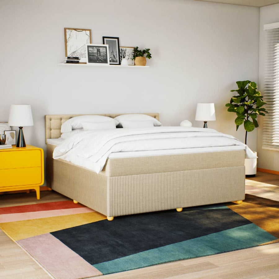 Boxspring met matras stof crèmekleurig 180x200 cm