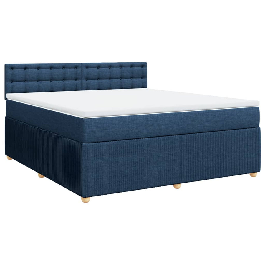 Boxspring met matras stof blauw 180x200 cm