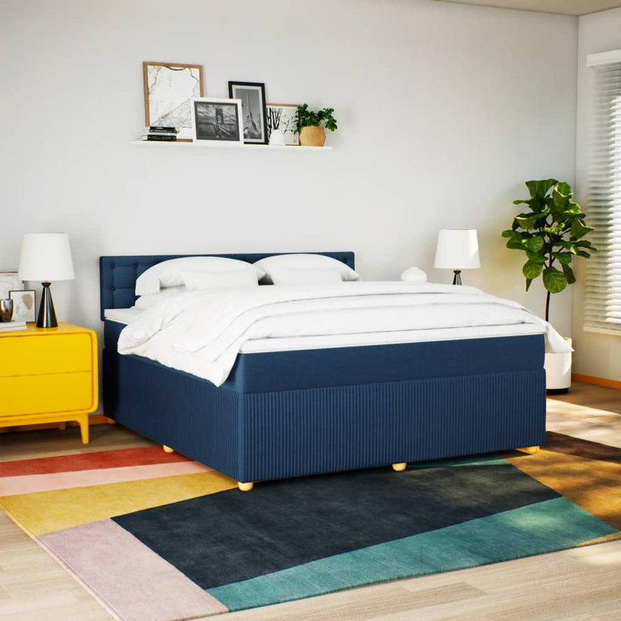Boxspring met matras stof blauw 180x200 cm