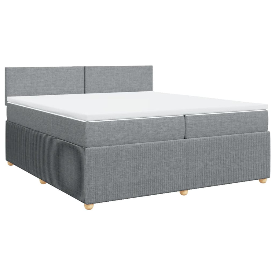Boxspring met matras stof lichtgrijs 200x200 cm