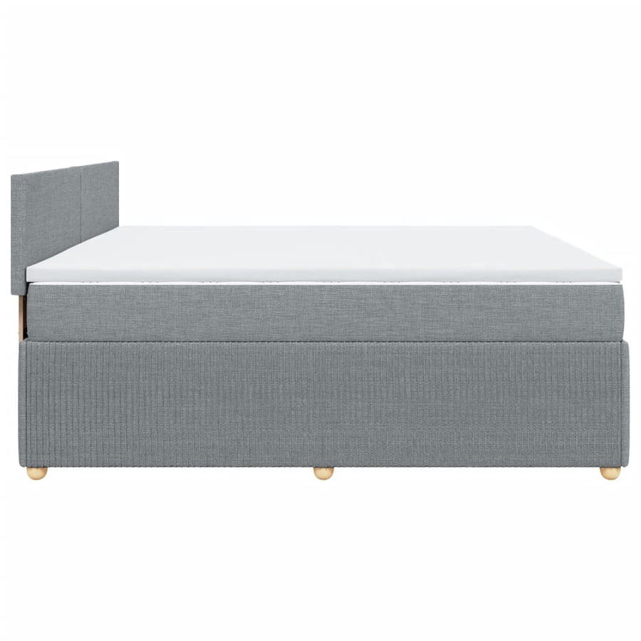 Boxspring met matras stof lichtgrijs 200x200 cm