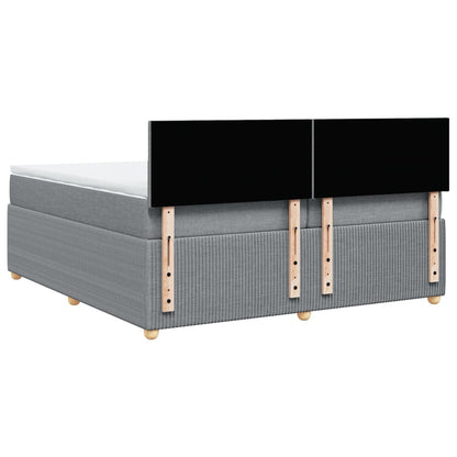 Boxspring met matras stof lichtgrijs 200x200 cm