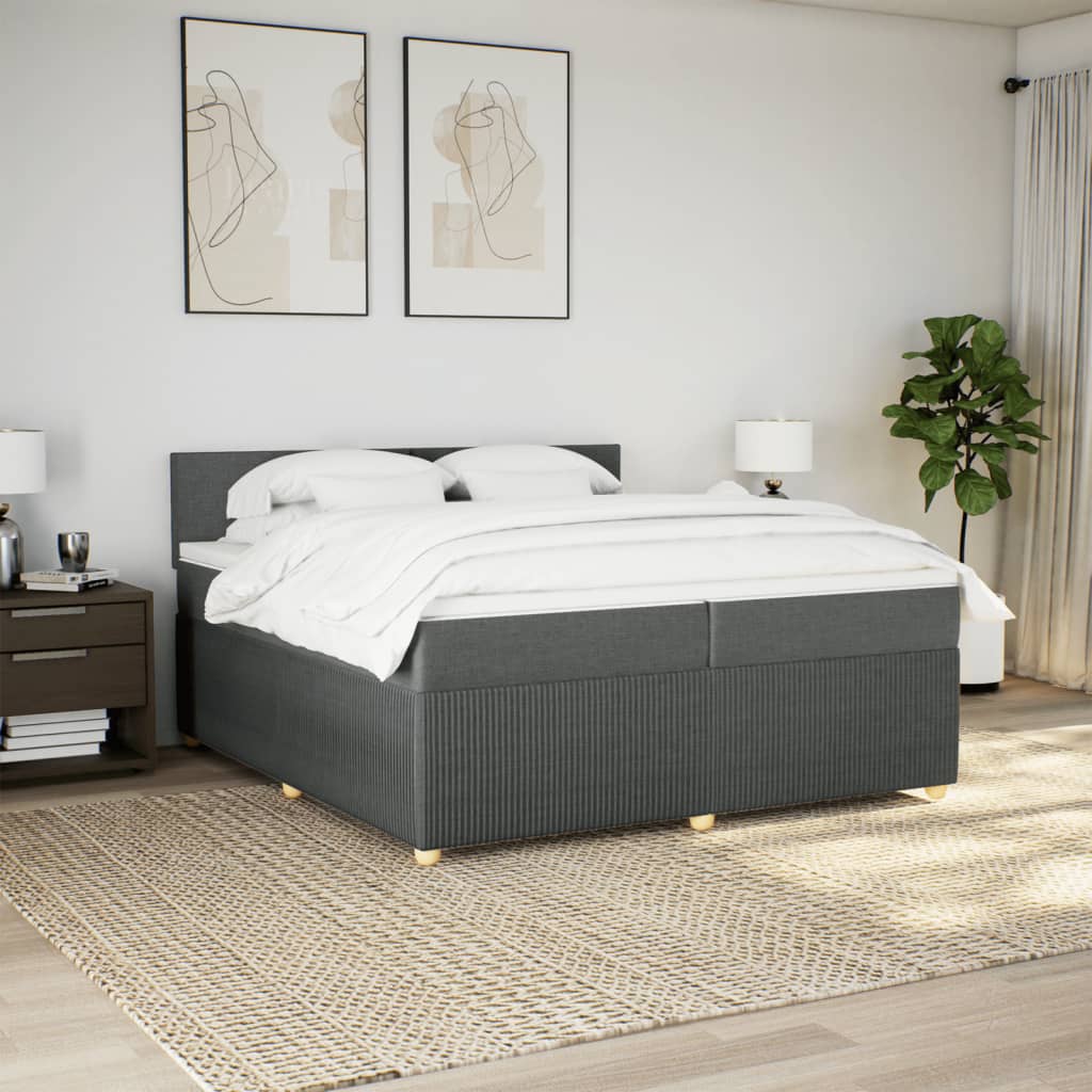 Boxspring met matras stof donkergrijs 200x200 cm