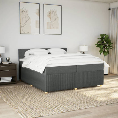 Boxspring met matras stof donkergrijs 200x200 cm