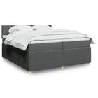 Box spring with dark gray fabric mattress 200x200 cm