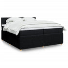 Box spring bed with mattress fabric black 200x200 cm