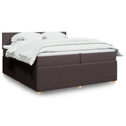 Boxspring 200x200 cm donkerbruin met matras en topper