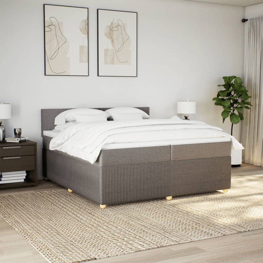 Boxspring met matras stof taupe 200x200 cm