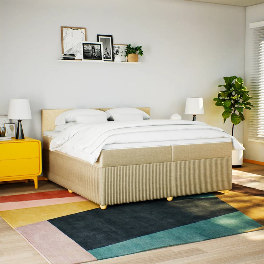 Boxspring met matras stof crèmekleurig 200x200 cm