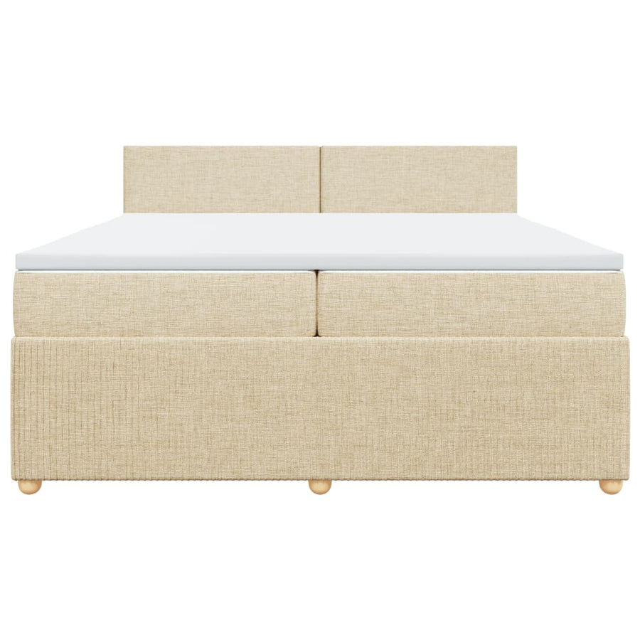 Boxspring met matras stof crèmekleurig 200x200 cm