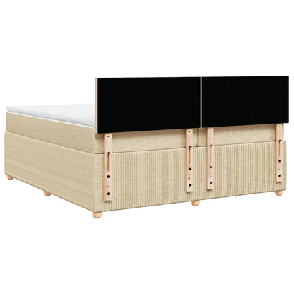 Boxspring met matras stof crèmekleurig 200x200 cm