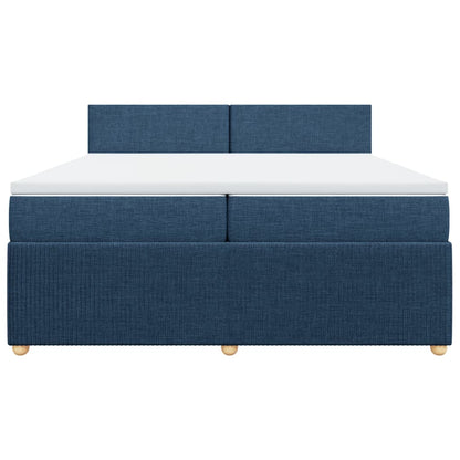 Boxspring met matras stof blauw 200x200 cm