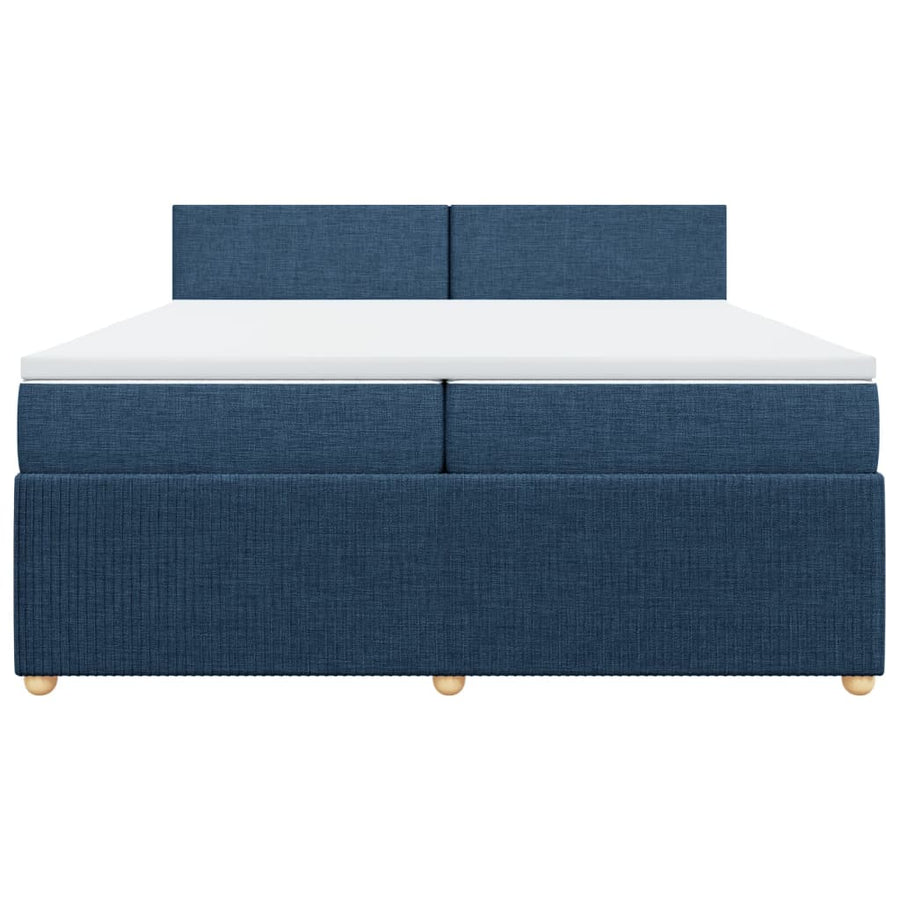 Boxspring met matras stof blauw 200x200 cm