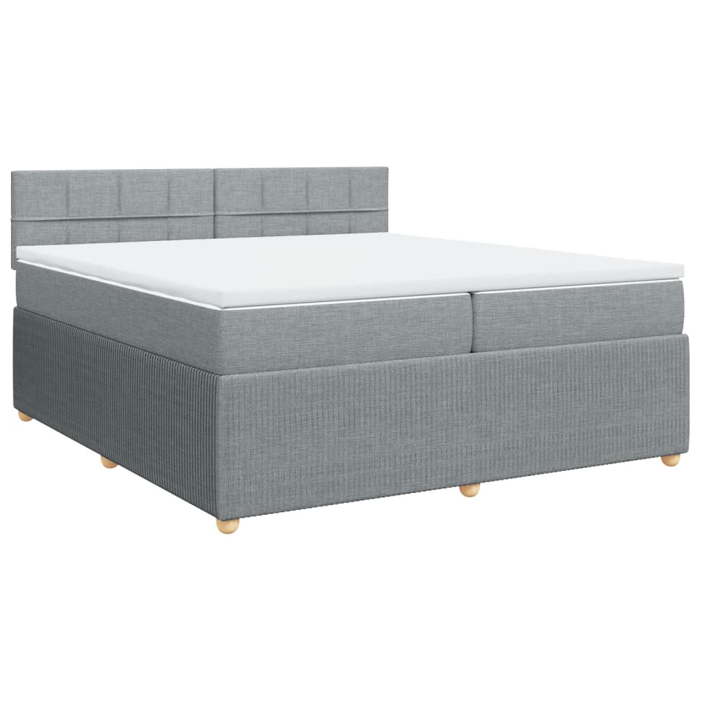 Boxspring met matras stof lichtgrijs 200x200 cm