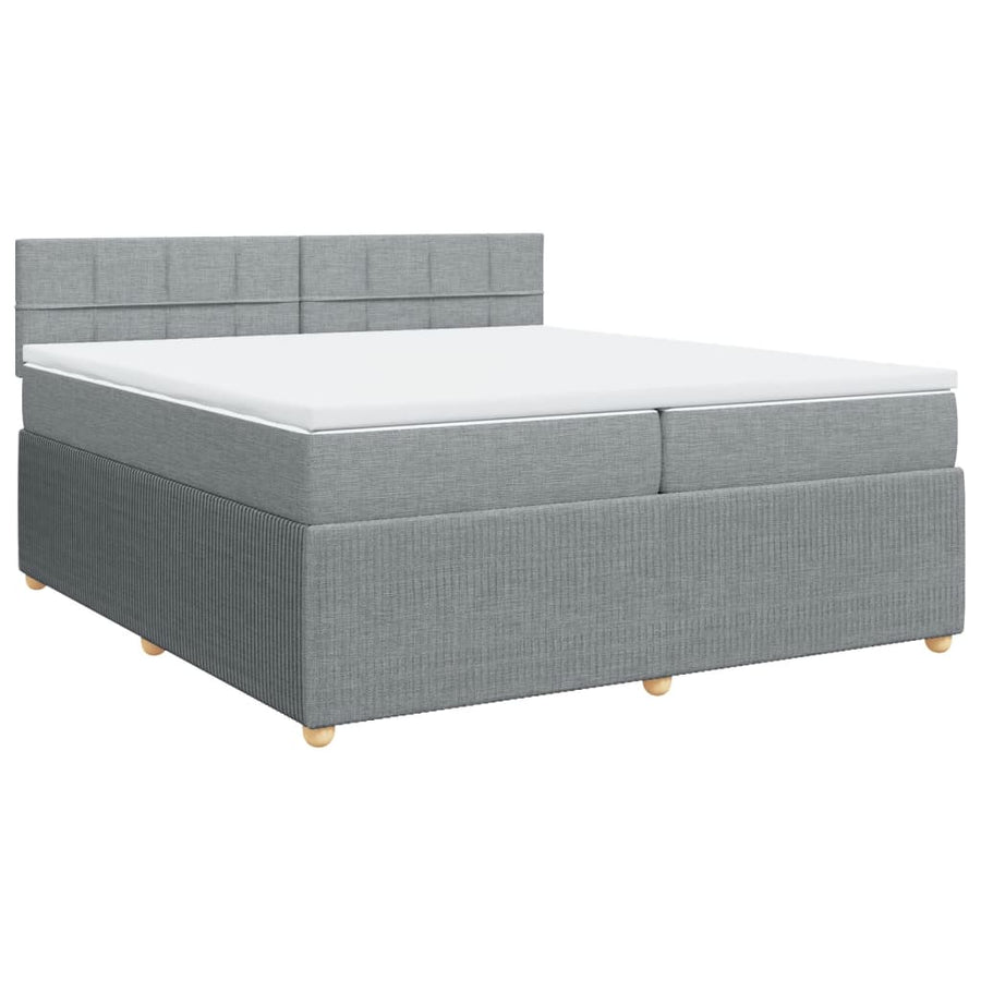 Boxspring met matras stof lichtgrijs 200x200 cm