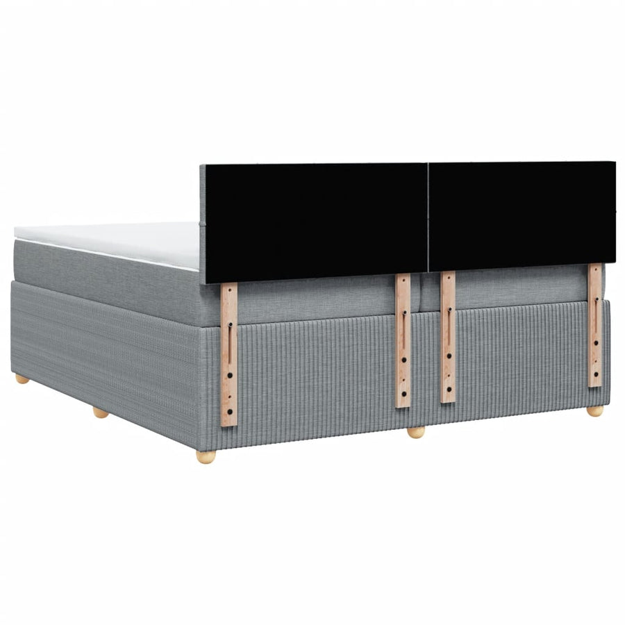 Boxspring met matras stof lichtgrijs 200x200 cm
