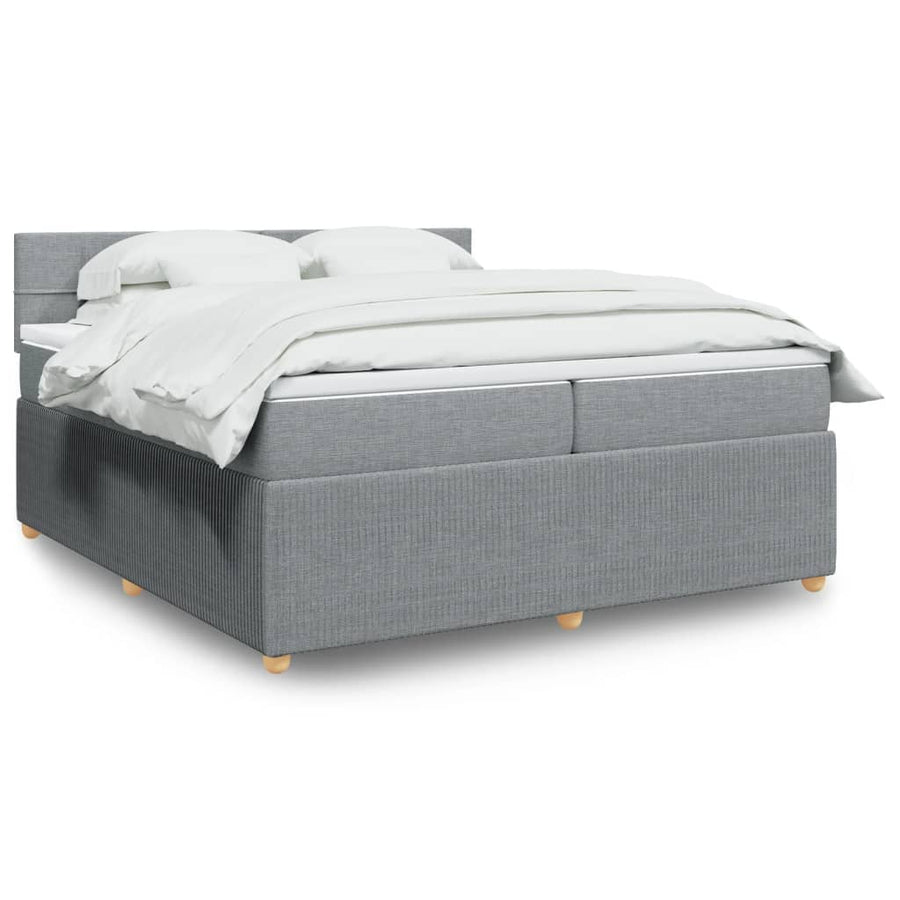 Boxspring met matras stof lichtgrijs 200x200 cm