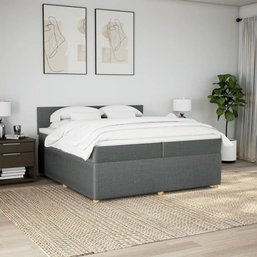 Boxspring met matras stof donkergrijs 200x200 cm