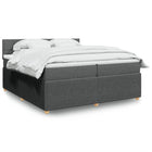 Box spring with dark gray fabric mattress 200x200 cm