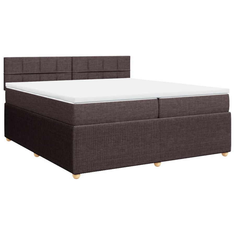 Boxspring met matras stof donkerbruin 200x200 cm