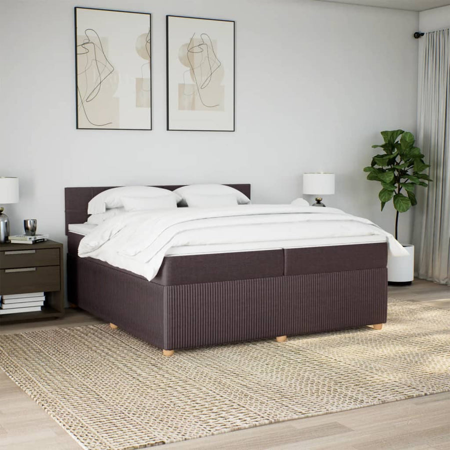 Boxspring met matras stof donkerbruin 200x200 cm