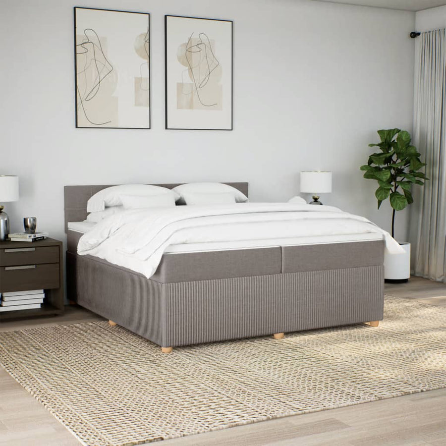 Boxspring met matras stof taupe 200x200 cm