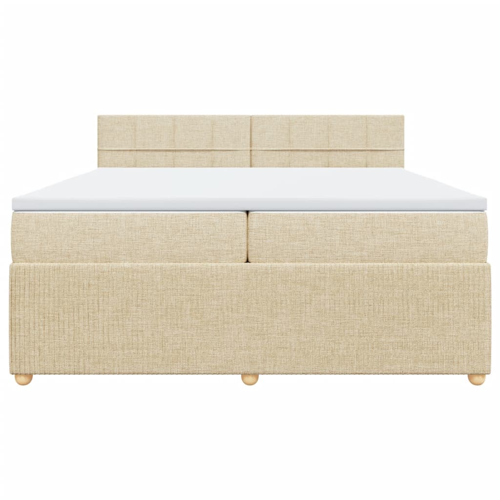 Boxspring met matras stof crèmekleurig 200x200 cm