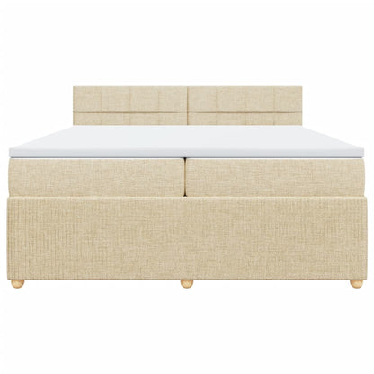 Boxspring met matras stof crèmekleurig 200x200 cm