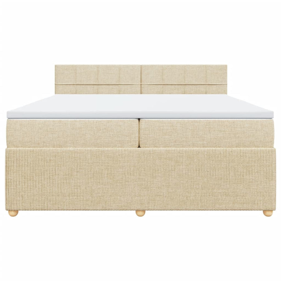 Boxspring met matras stof crèmekleurig 200x200 cm