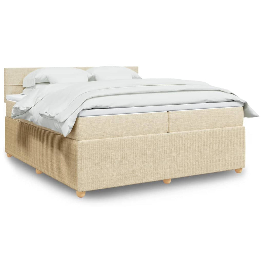 Boxspring met matras stof crèmekleurig 200x200 cm
