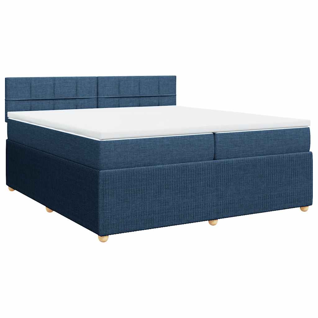 Boxspring met matras stof blauw 200x200 cm