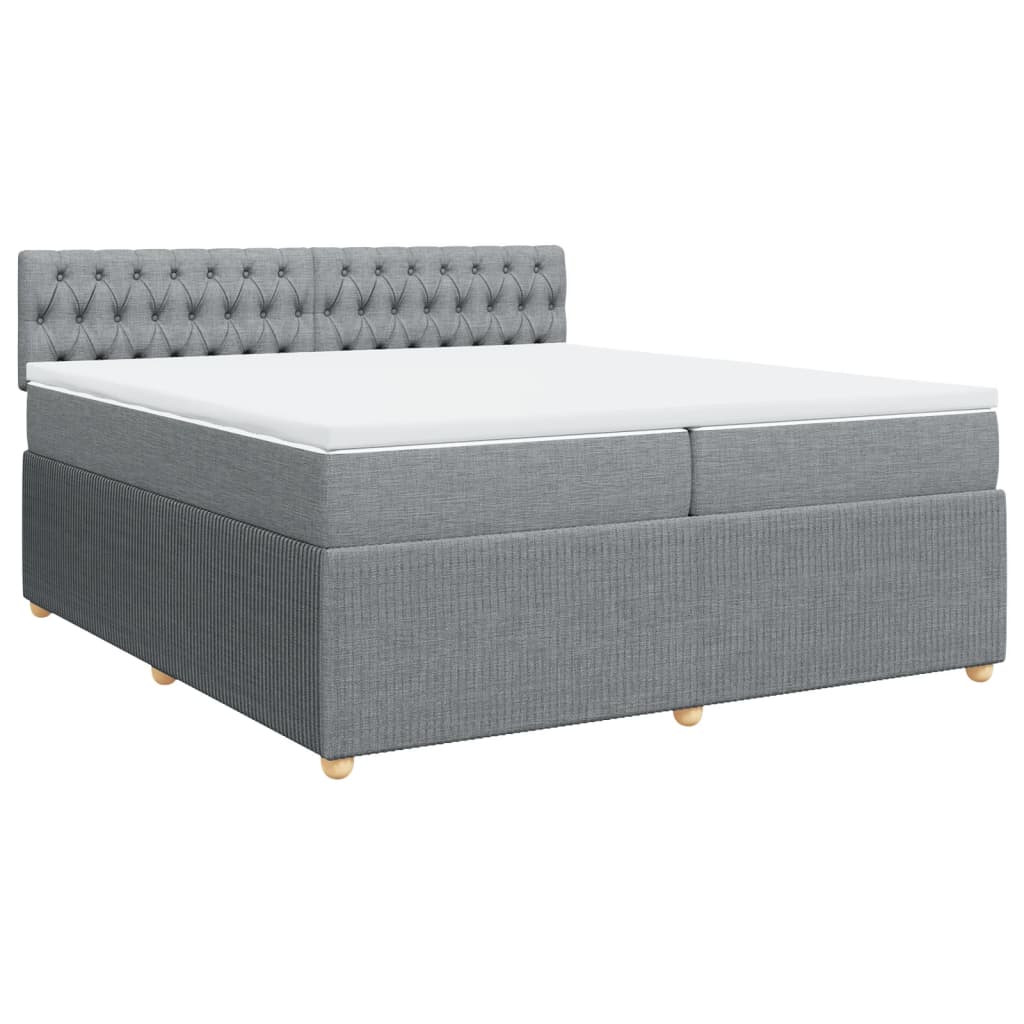 Boxspring met matras stof lichtgrijs 200x200 cm