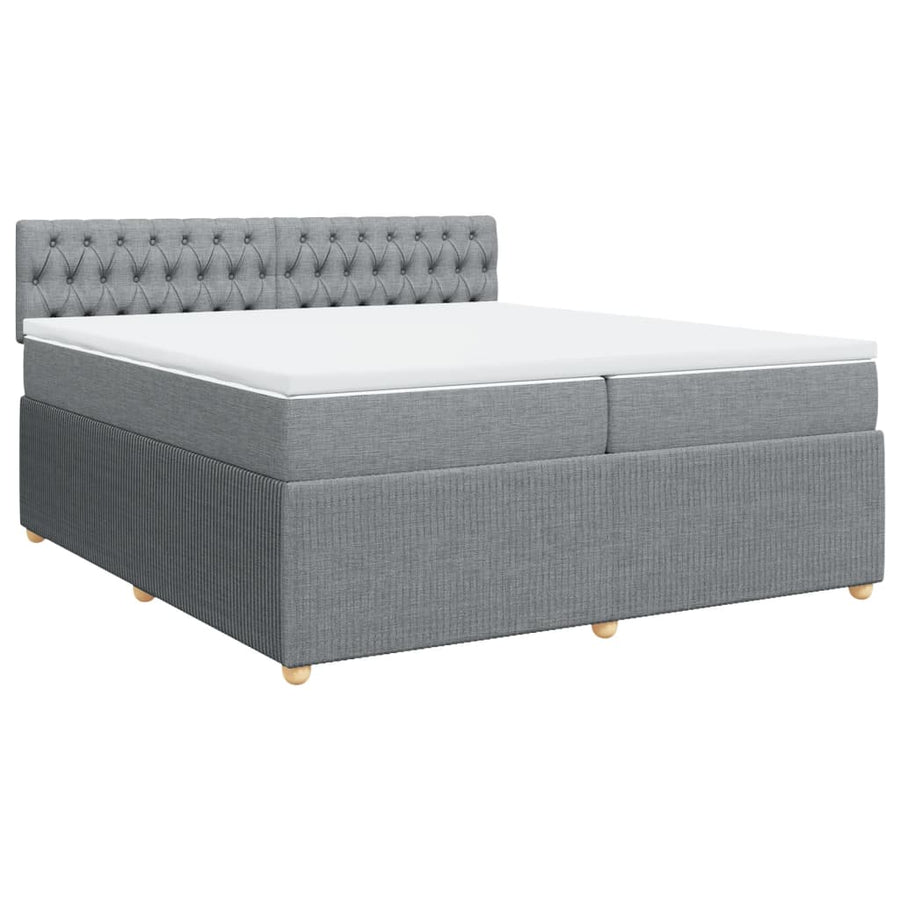 Boxspring met matras stof lichtgrijs 200x200 cm
