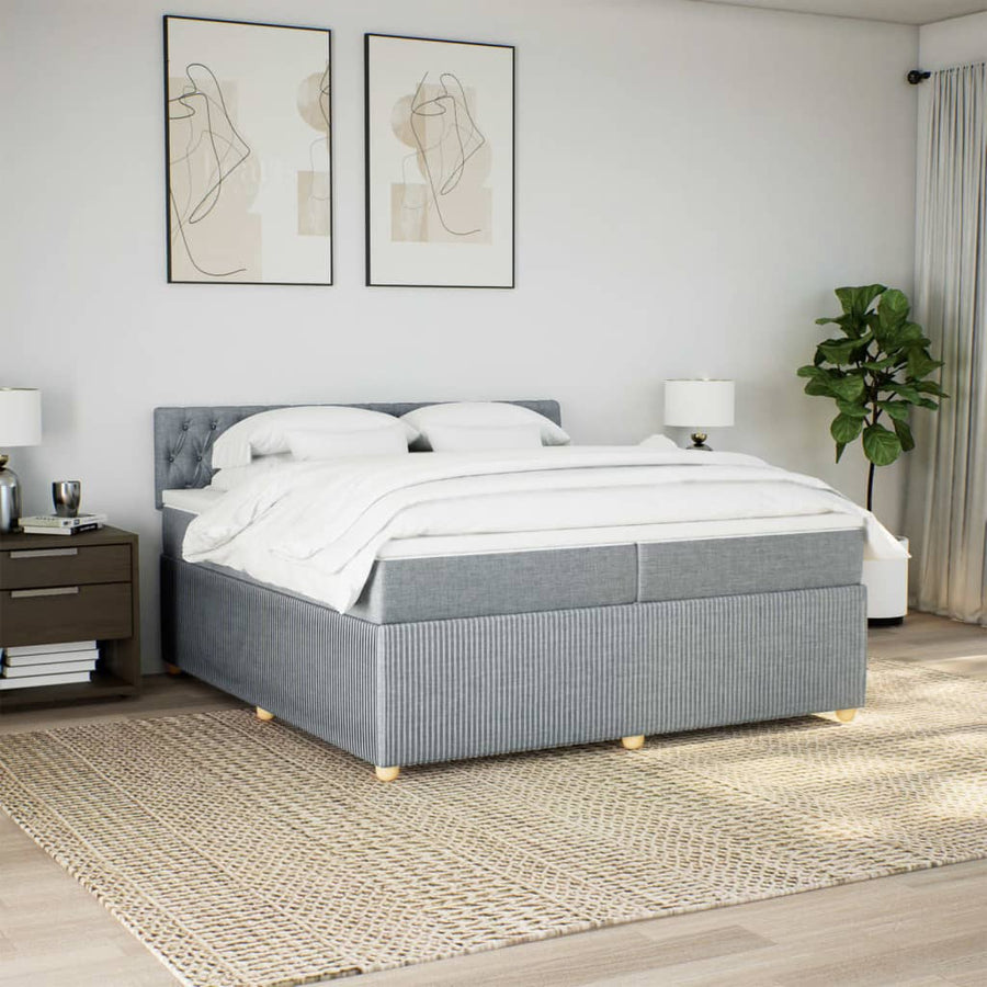 Boxspring met matras stof lichtgrijs 200x200 cm