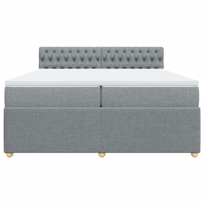 Boxspring met matras stof lichtgrijs 200x200 cm