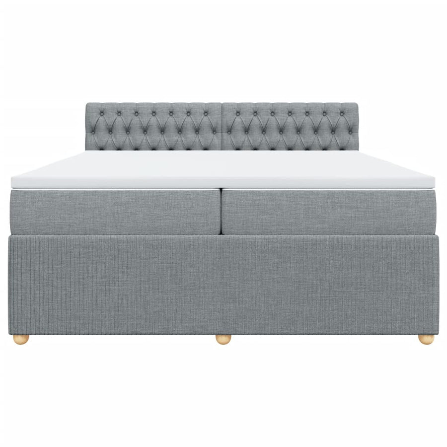 Boxspring met matras stof lichtgrijs 200x200 cm