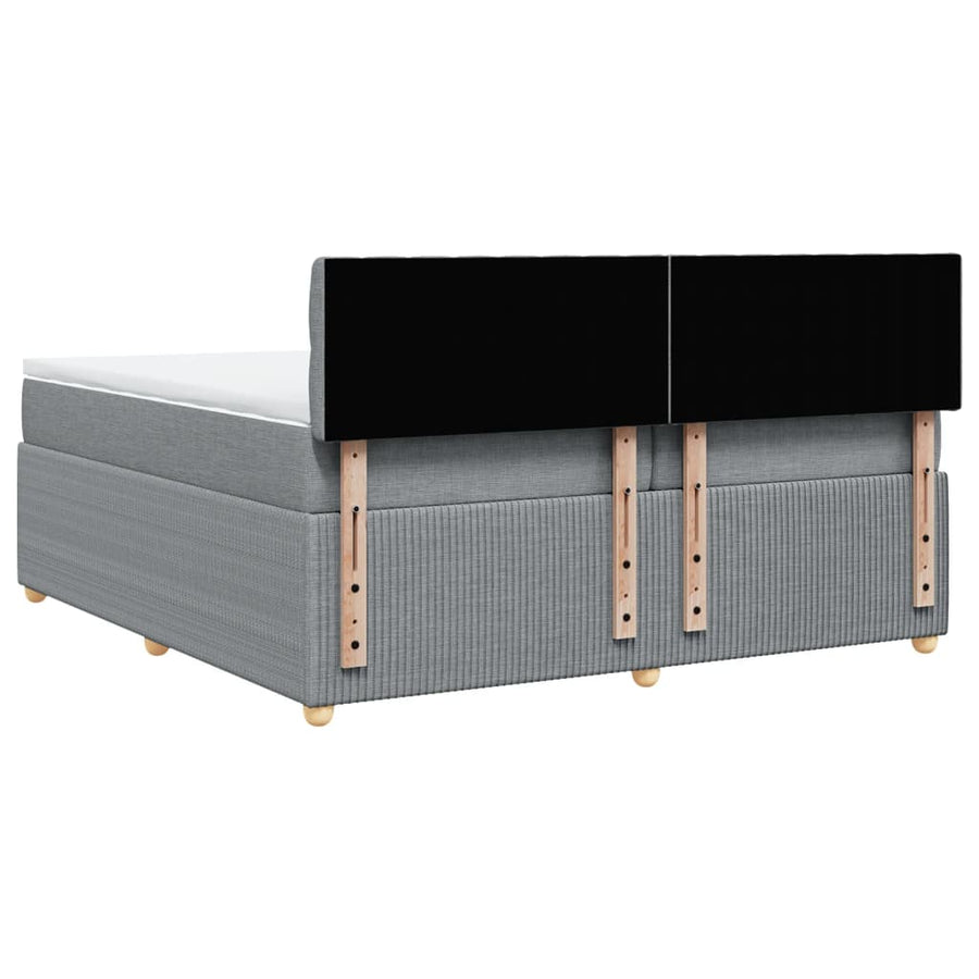 Boxspring met matras stof lichtgrijs 200x200 cm