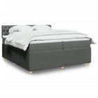 Box spring with dark gray fabric mattress 200x200 cm