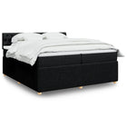 Box spring bed with mattress fabric black 200x200 cm