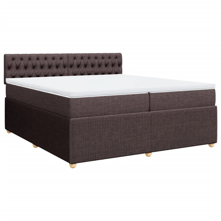 Boxspring met matras stof donkerbruin 200x200 cm