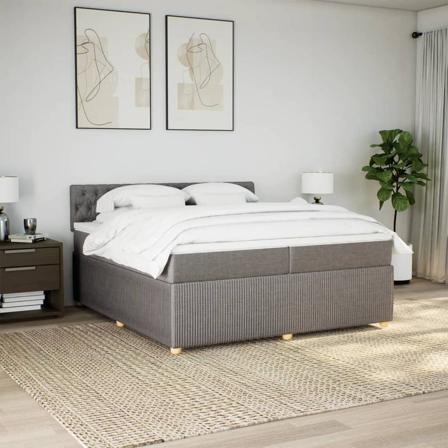 Boxspring met matras stof taupe 200x200 cm