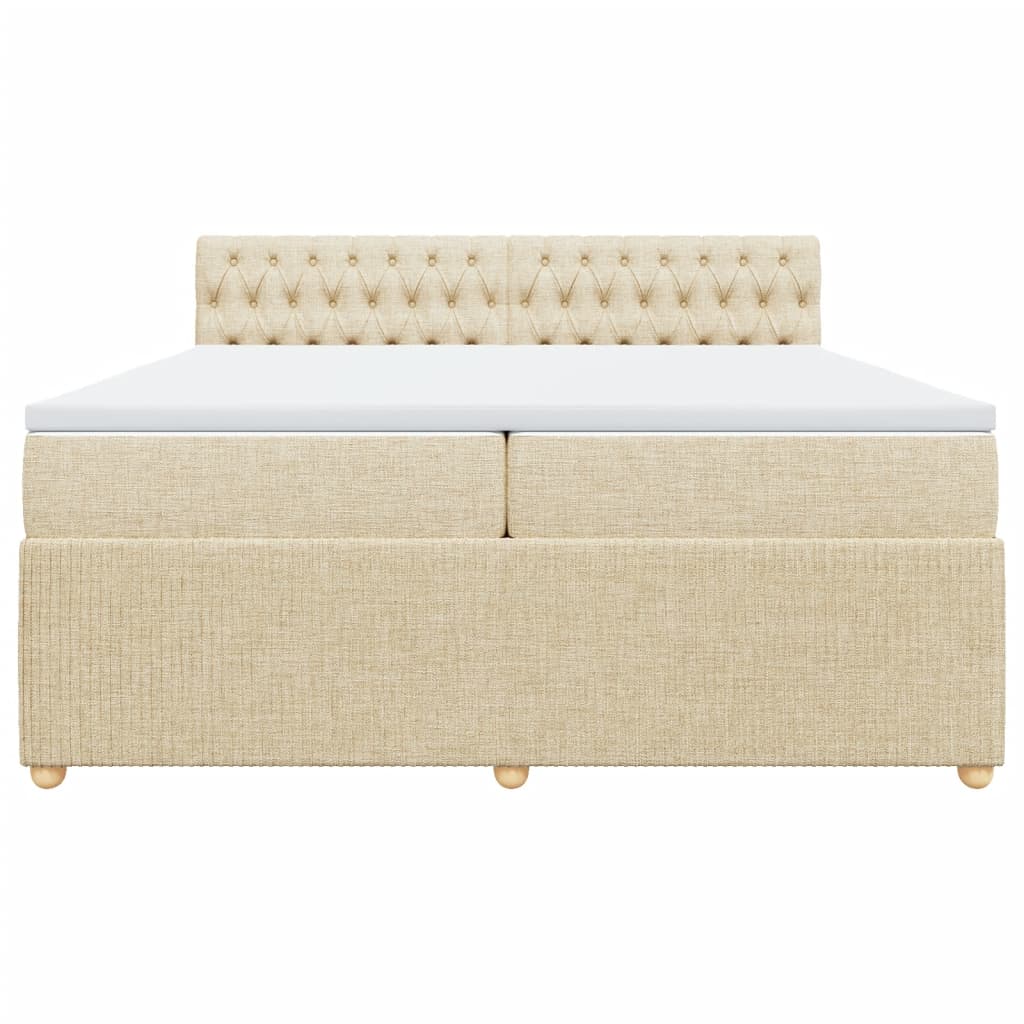 Boxspring met matras stof crèmekleurig 200x200 cm