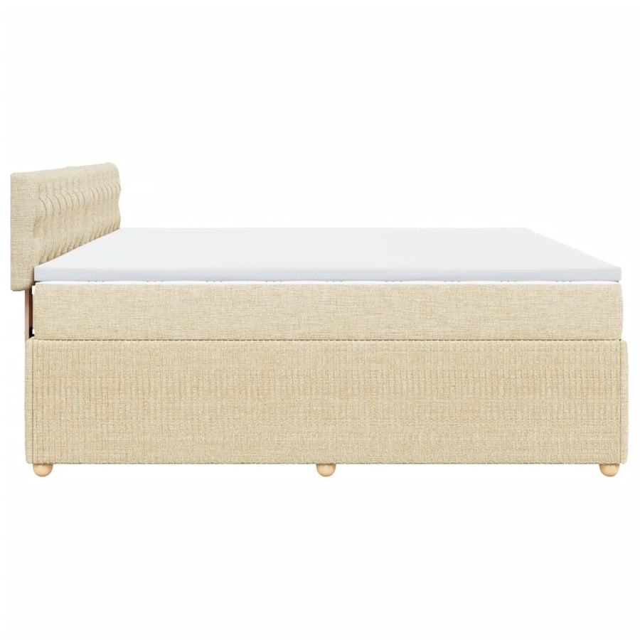 Boxspring met matras stof crèmekleurig 200x200 cm