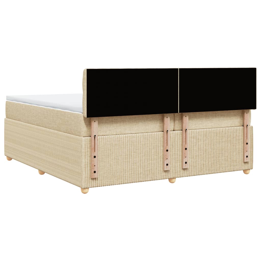 Boxspring met matras stof crèmekleurig 200x200 cm