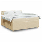 Box spring with fabric mattress cream-coloured 200x200 cm