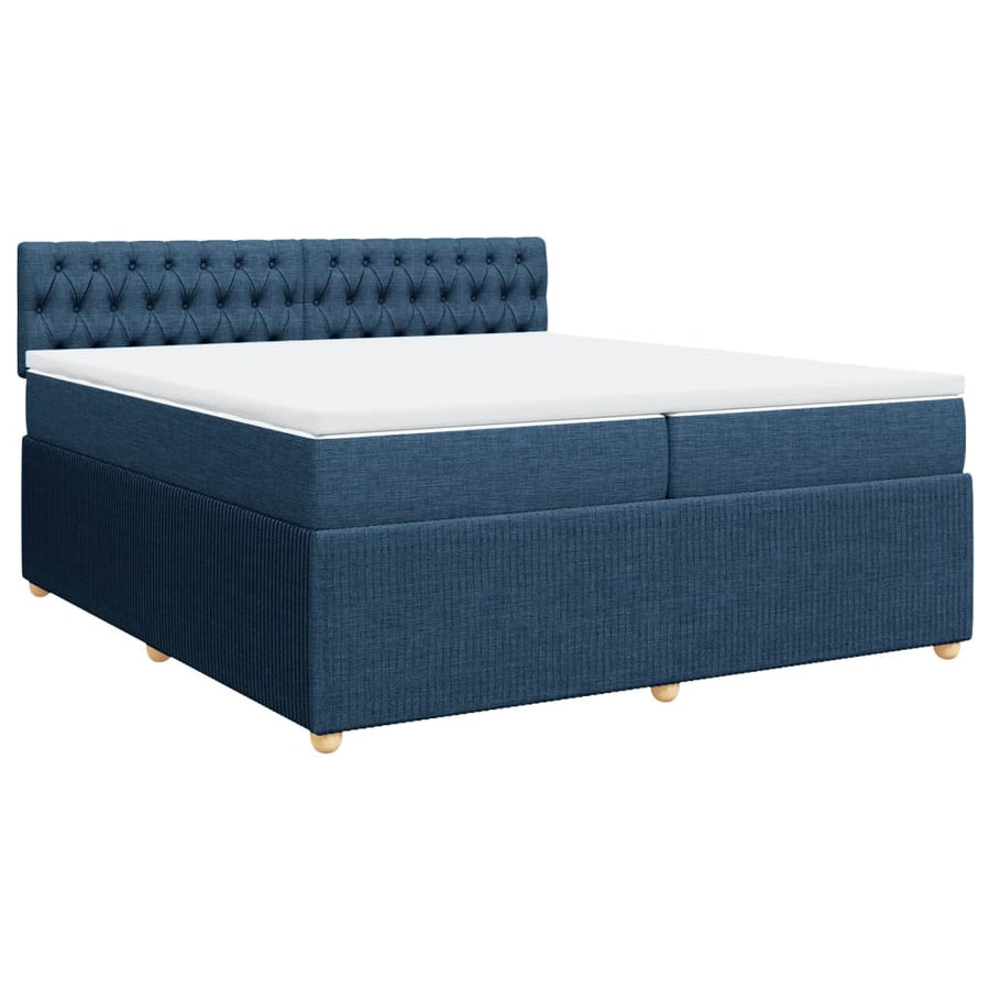 Boxspring met matras stof blauw 200x200 cm