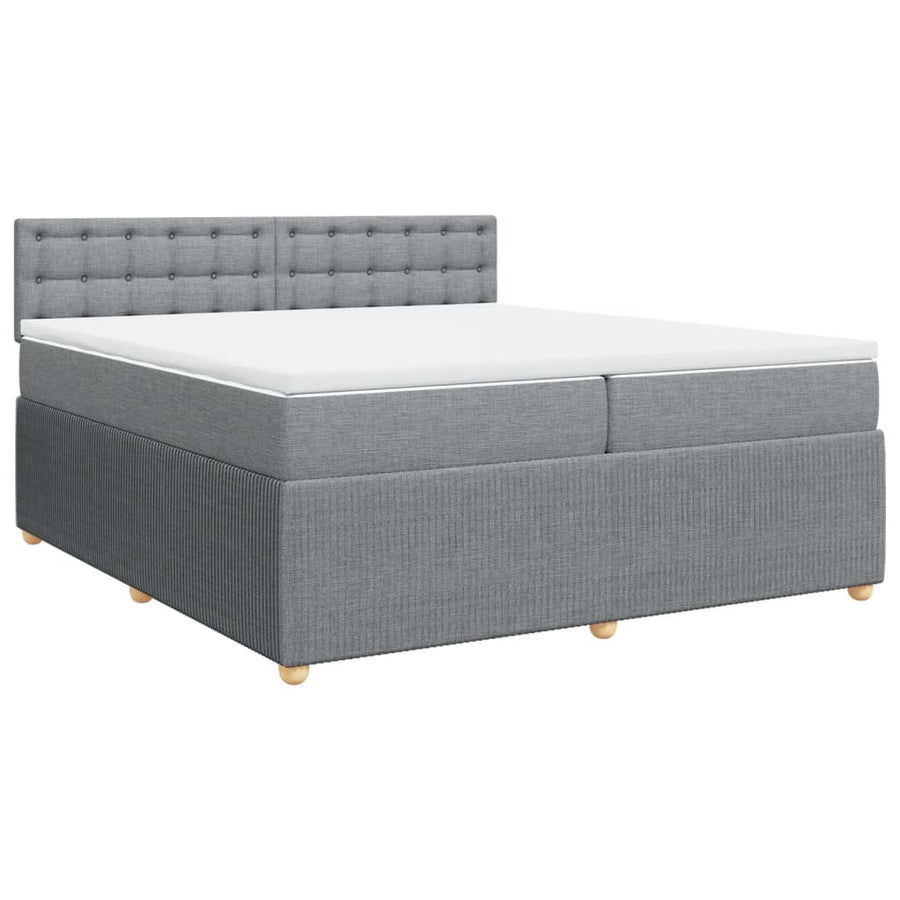 Boxspring met matras stof lichtgrijs 200x200 cm